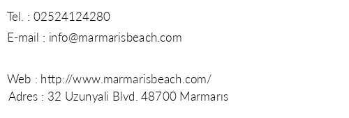 Marmaris Beach Hotel telefon numaralar, faks, e-mail, posta adresi ve iletiim bilgileri